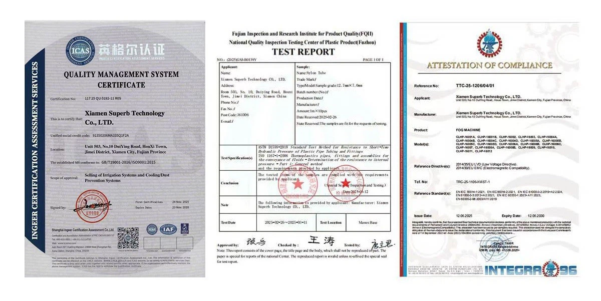 certification of drip tube certification of drip tube
